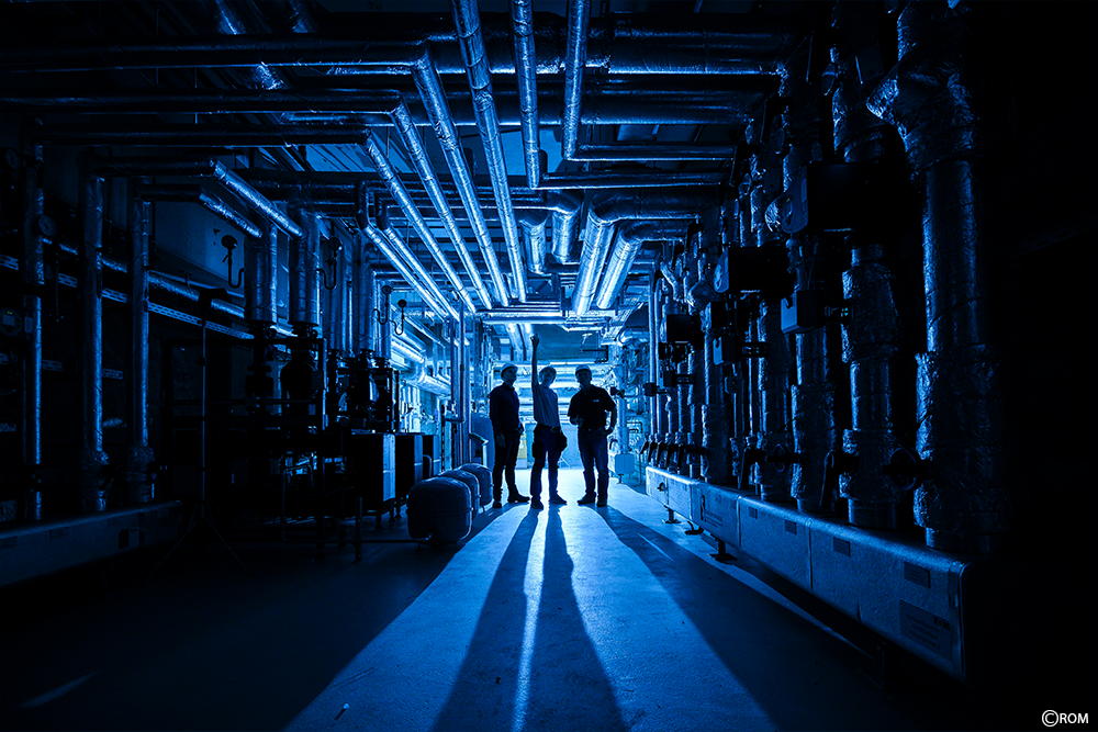 Mitarbeiter stehen in einer Anlage der Firma ROM Technik