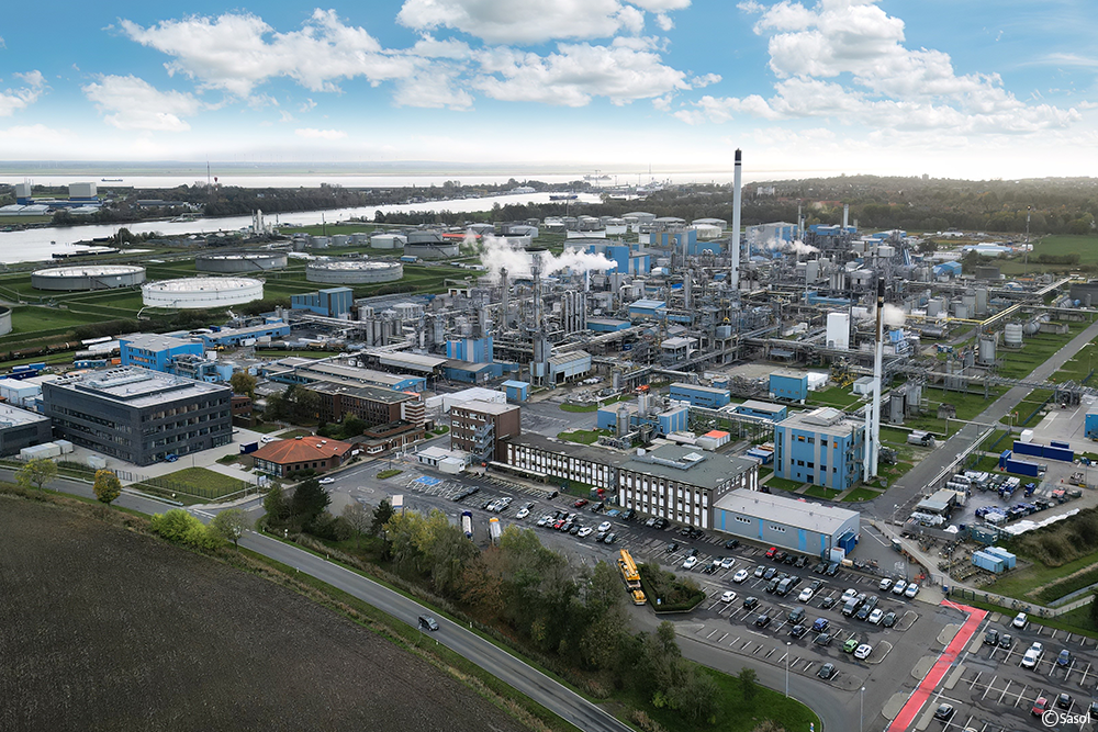 Industrieanlage von oben der Firma Sasol